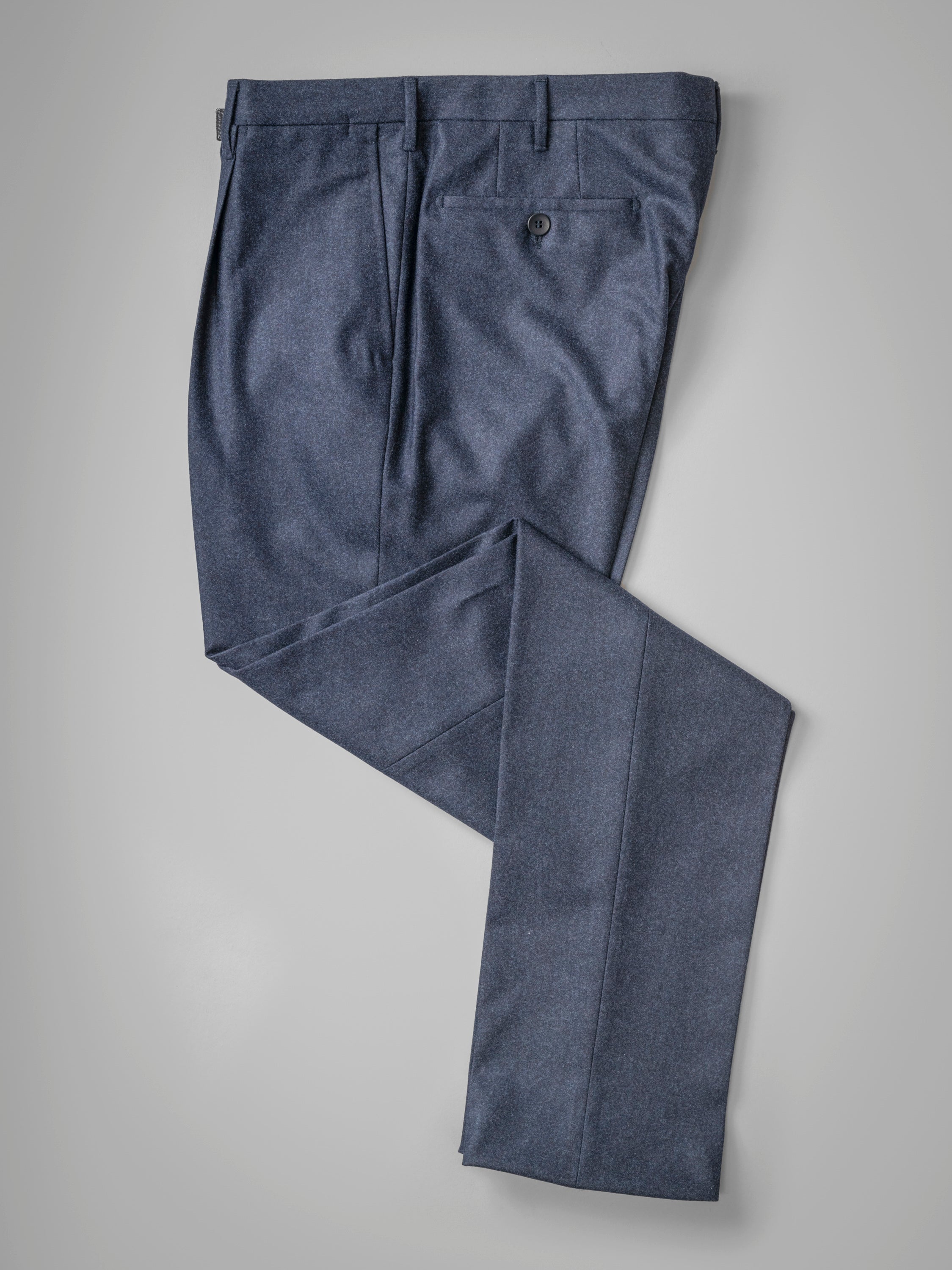 Dark blue pair of regular fit wool flannel trousers